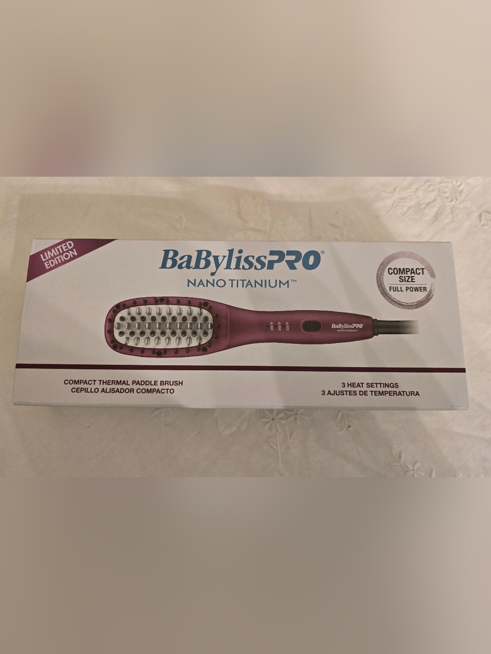 New In Box BaBylissPRO Nano Titanium Compact Thermal Paddle Brush